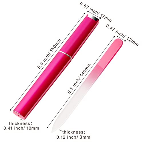 6 Pcs Glass Nail File With Case, Crystal Nail Files for Natural Nails Fingernail Files Set, Double Sided Etched Nail Filer Professional Ceramic Glass File for Travel Gifts Package Fine Grit