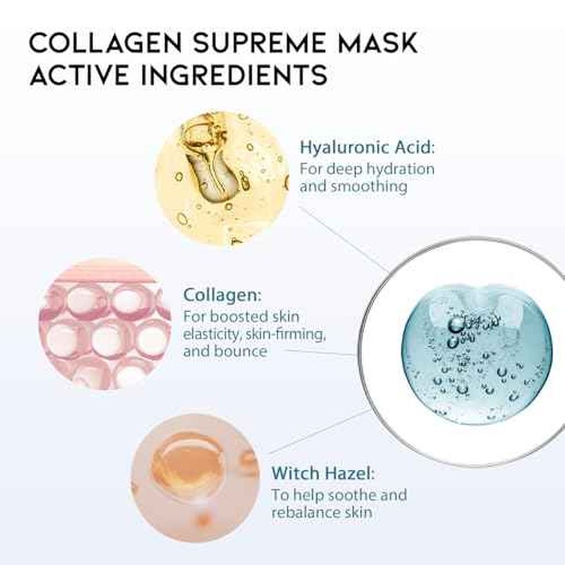 Hydrating Sheet Mask Starter Kit Variety Pack for Skin Care, Dry, Ance, Sensitive Skin, Korean Vegan Facial Sheet Mask for Men & Women, Collagen, Cica, Ceramide, Hyaluron, Retinol 5EA