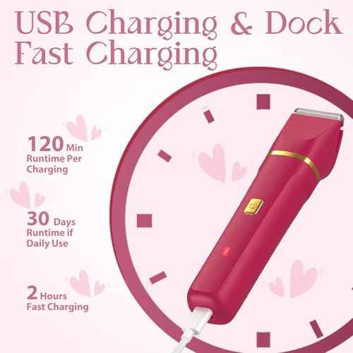 Electric Bikini Trimmer for Women - Waterproof Pubic Hair Trimmer & Facial Shaver, Rechargeable Cordless Electric Razor with Ceramic Blades, IPX7 Shower-Safe for Sensitive Skin, Christmas Gift for Her