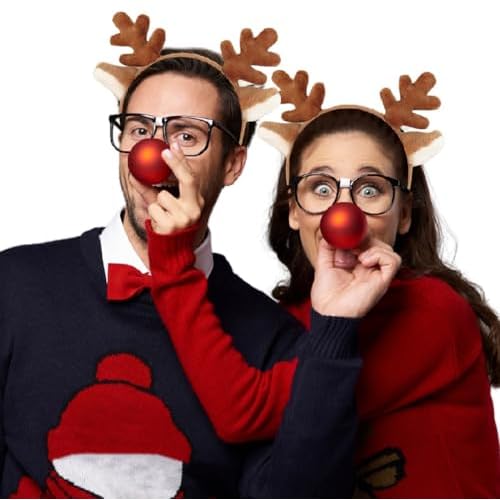 DaliDali 4 Count Reindeer Antlers Headband Deer Antlers Headband, Reindeer Costume for Halloween Festival Party, Christmas Headbands for Women Men