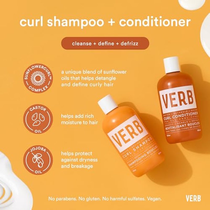 VERB Curl Conditioner - Soften, Define + Hydrate - Frizz Control + Curl Retention - Vegan, No Parabens or Harmful Sulfates
