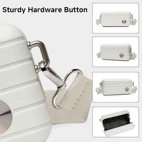 Somago Hard Shell Suitcase Handbag with Adjustable Strap Mini Cosmetic Handbag Cell Phone Purse Bag for 6.9" Shoulder Bag(Creamy White)