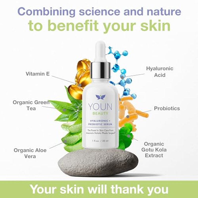 YOUN Beauty Hyaluronic + Probiotic Face Serum by Dr. Anthony Youn, 30 ML ? For Intense Hydration, Radiance Boost, & Skin Renewal ? Contains Plant-Based Hyaluronic Acid, Yogurt Extract, Vitamins C & E