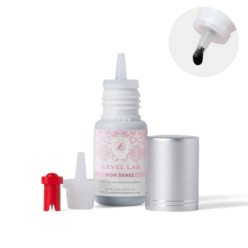 Non Shake Eyelash Extension Glue - Extra Strong Black Adhesive | 0.17 fl. oz (5ml) | 0.5 Sec Dry Time, 4 Weeks Retention