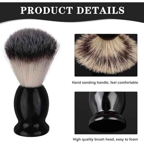 7Pcs Men Shaving Brush Wood Handle, Professional Salon Tools Hand Crafted Shaving Brush Wood Handle Black Wood Handle Shave Brushes Handmade Nylon Hair Brush for Men