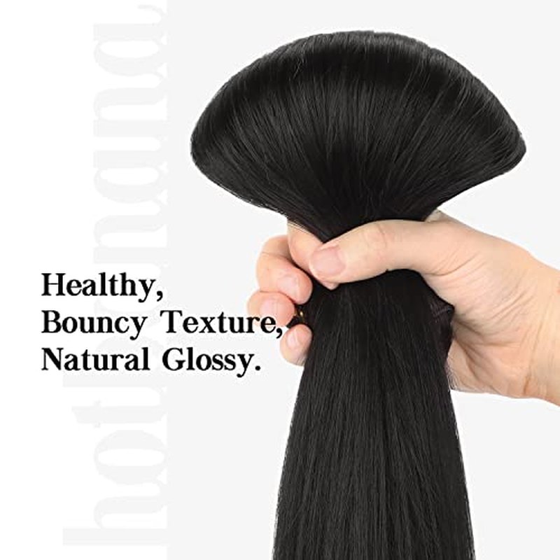HOTBANANA Human Hair Clip in Hair Extensions, Natural Black 120g Clip in Hair Extensions Real Human Hair Straight Remy Hair 20 Inch 7pcs