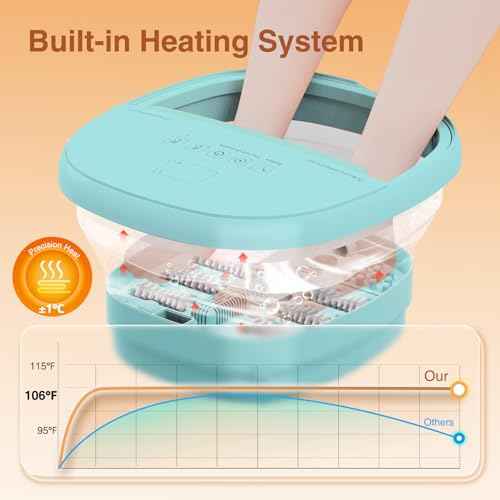 Pedicure Foot Spa with Bubble and Heat,Collapsible Foot Soaking Tub with Remote Control,Pedicure Tools for Feet,Foot Bath Soak Tub Gift for Women/Men,Mom/Dad