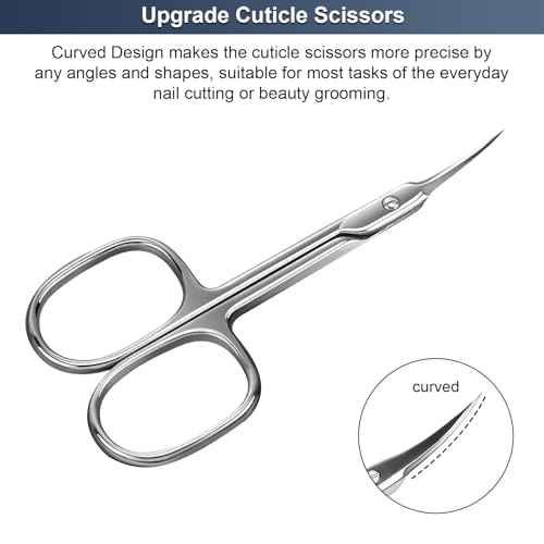 CGBE Cuticle Scissors Extra Fine Curved Blade, Super Slim Manicure Scissors for Cuticles Professional Small Scissors with Precise Pointed Tip Grooming Blades, Eyebrow, Eyelash, and Dry Skin - Silvery