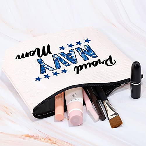 Proud Navy Mom Cosmetic Bag Navy Mom Gifts for Women Military Mom Gifts Navy Sailor Gifts Navy Deployment Gifts for Mom (Proud Navy Mom bag)
