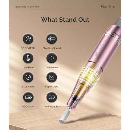 MelodySusie Professional Rechargeable Nail Drill 30000 RPM, Electric Nail File for Shaping, Removing & Polishing Gel Nails, Lightweight & Easy to Use, Ideal for Home & Salon Manicure Pedicure, SC300F