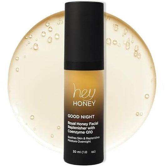 Hey Honey Skincare Good Night Moisturizer For Face Royal Honey Facial Replenisher with Coenzyme Q10 | A Lavish Night Time Repair Designed To Improve Moisture Retention | 1 Oz