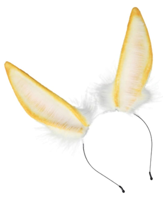TEDPRBGE Plush Bunny Ear Headwear Faux Fur Animal Ear Headband Rabbit Ear Hairband Party Anime Cosplay Hair Accessories (Yellow)