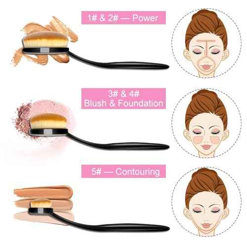 Yoseng Oval Makeup Brushes Set 10 Pcs Professional Oval Toothbrush Foundation Contour Concealer Eyeliner Blending Cosmetic Brushes Tool Set-With Box,Practical White Elephant Gift for Girls Women
