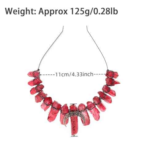 Bubbmi Red Raw Crystal Crown Headband, Natural Quartz Rhinestone Tiara Headpiece for Women Girls Christmas Party Photography Prop