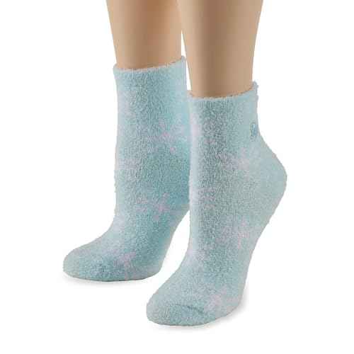 Earth Therapeutics Thera-Soft Aloe/Vitamin E Moisturizing Socks, Baby Blue/Snowflakes: 2 Pairs