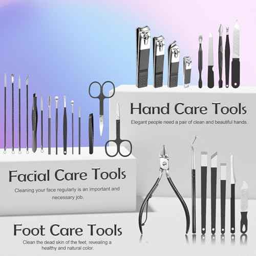 Manicure kit Personal Care Mens Grooming Kit, 30 in 1 Professional Nails Kit Pedicure Kit, Nail Clippers for Men and Beauty Tool Portable Set, with Luxurious Travel Case (Black)