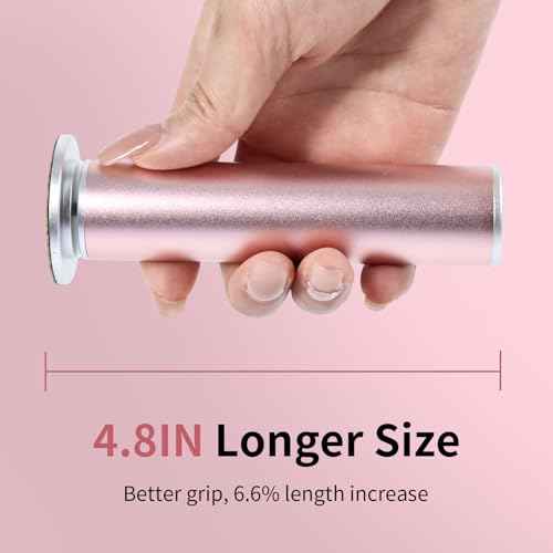 4.8IN Longer Electric Foot Callus Remover with 80pcs Sandpaper Discs, Professional Aluminum Callus Remover for Feet, Stepless Speed Control Pedicure Tools for Dead Skin (Pink)
