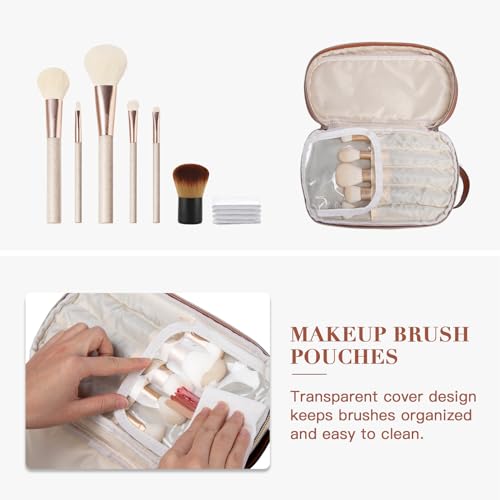 Travel Cosmetic Toiletry Makeup Bag - Multifunctional Essentials Organizador,Water Resistant Accessories for Women & Girls,Portable Toiletries kits,Beige Withe