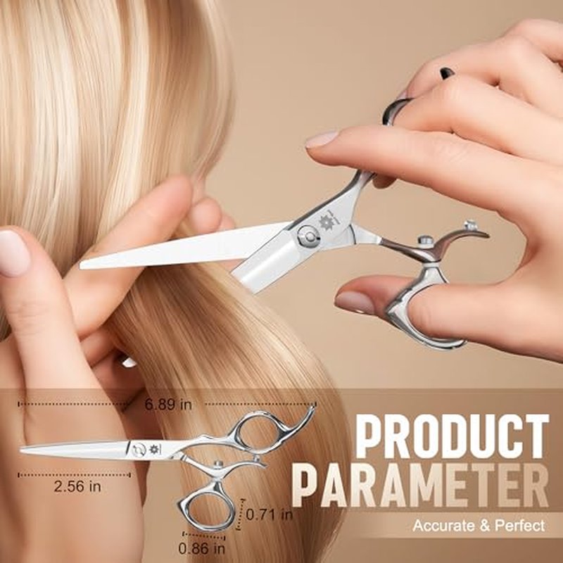 Dream Reach HIGH-END SERIES Japanese 440C Stainless 6.0" 360¡Æ Swivel Thumb Ring Professional Barber Razor Edge Hairdressing Straight Cutting Scissors
