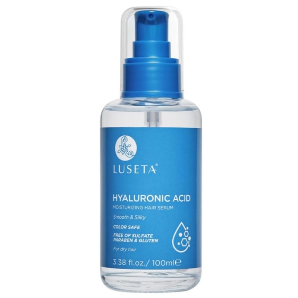 Luseta Hyaluronic Acid Moisturizing Hair Serum for Dry and Damaged Hair, Hair Oil Serum for Women Infused with Avocado Argan Oil and Shea Butter 3.38oz