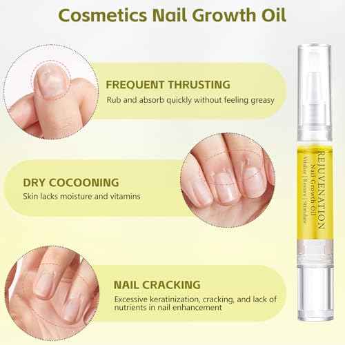 Rejuvenation Nail Growth Oil, Nail Oil for Growth and Strength Rejuvenation, Rejuvenation Nail Growth Serum for Nail Strengthener and Growth with Nails File (4PCS)