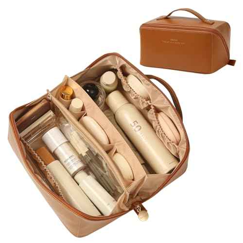 Travel Makeup Bag Toiletry Bag for Women Large Cosmetic Travel Bag Makeup Storage Box Skincare Organizer Vanity Organizer Bag Multi-Function Makeup Organizer with Compartments Travel essentials