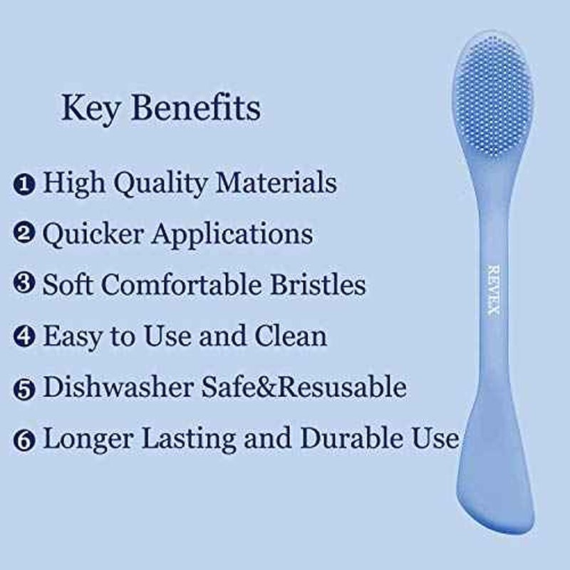 REVEX Pore Cleaning Brush,Face Scrubber,Lymphatic Drainage Massager,Silicone Face Mask Applicator,Mask Applicator Tool for Facial Mud,Contour Face Brush for Lymphatic Drainage. (Sky Blue+Gray)