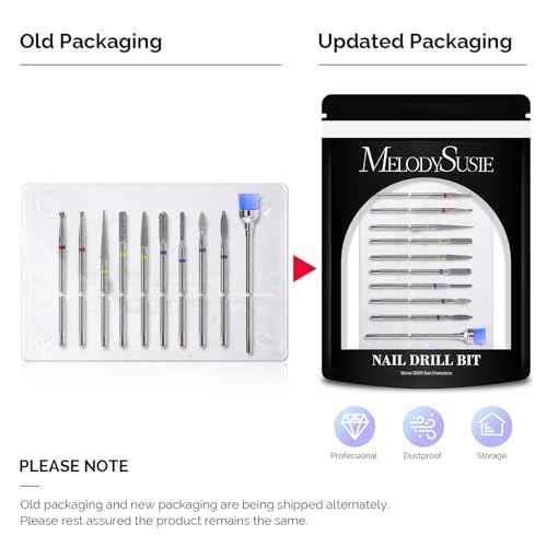 MelodySusie 10pcs Nail Drill Bits Set, 3/32 Inch Diamond Cuticle Nail Bits Kit for Nail Drill E-File, Manicure Pedicure Remover Tools for Acrylic Gel Nails, Salon Home Nail Care Supplies, Silver