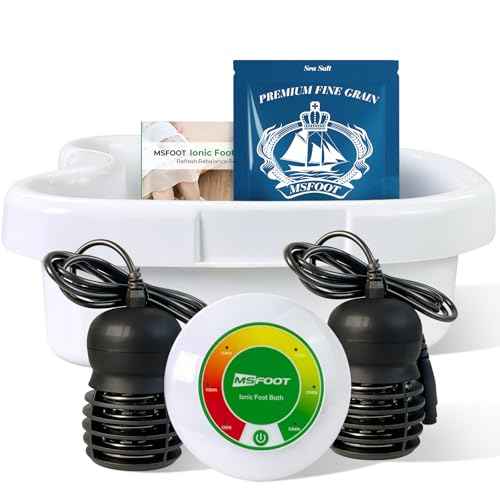 Upgraded Ionic Foot Bath Detox Machine, Foot Spa Bath for Home Use, Foot Cleaner Machine To Remove Toxins with 2 Arrays, 15 Disposable Foot Bath Liners, Detox Sea Salt, Upgraded Durable Basin