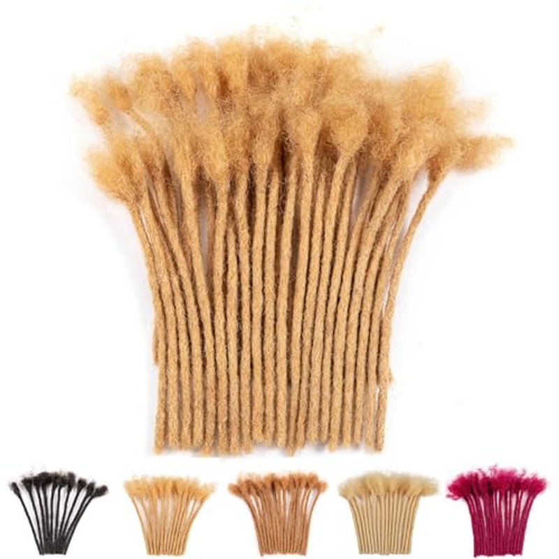 Teresa 8 Inch 20 Strands 100% Human Hair Dreadlock Extensions for Man/Women,Full Head Handmade Permanent Human Loc Extension (Medium Size Width 0.8cm,#27,Honey Blonde)