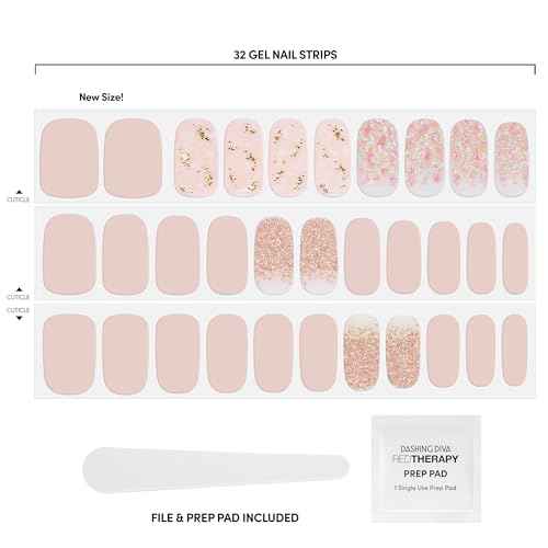 Dashing Diva Gloss Nail Strips - Crystal Clear - UV Free, Chip Resistant, Long Lasting Gel Stickers - Contains 32 Wraps, 1 Prep Pad, 1 File