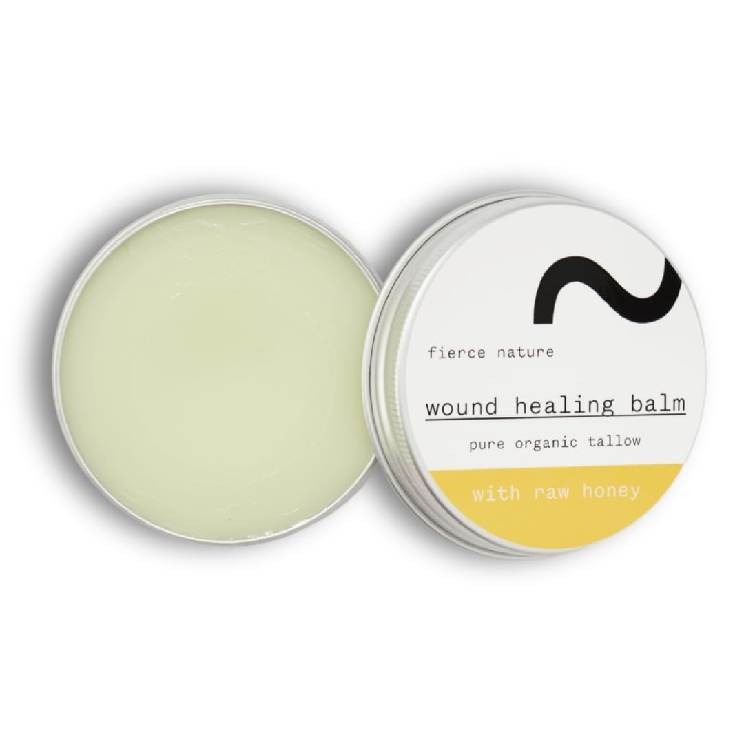 Fierce Nature Organic Skin Healing Balm – Tallow, Beeswax, Olive Oil & Ossa Raw Honey – Infused with Natural Herbs – Gentle, Effective Relief for Minor Wounds