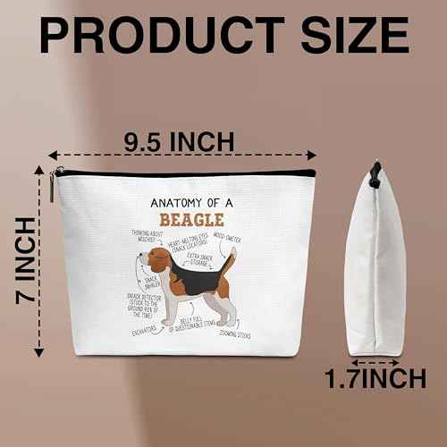 Beagle Lover Gift Anatomy Of A Beagle Makeup Bag Dog Lover Gifts Birthday Christmas Graduation Gifts for Animal Lover Dog Lover Woman Girl Mom Daughter Travel Bag-A03