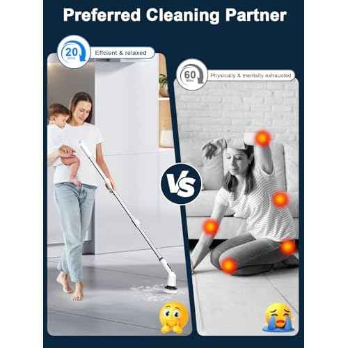 Shower Scrubber with Long Handle for Cleaning Bathroom, Electric Spin Scrubber Cleaning Brush with IPX7 Waterproof & 2Speed, 3Brush Heads, Bathroom Cleaning Supplies for Shower Tub Kitchen Tile Toilet