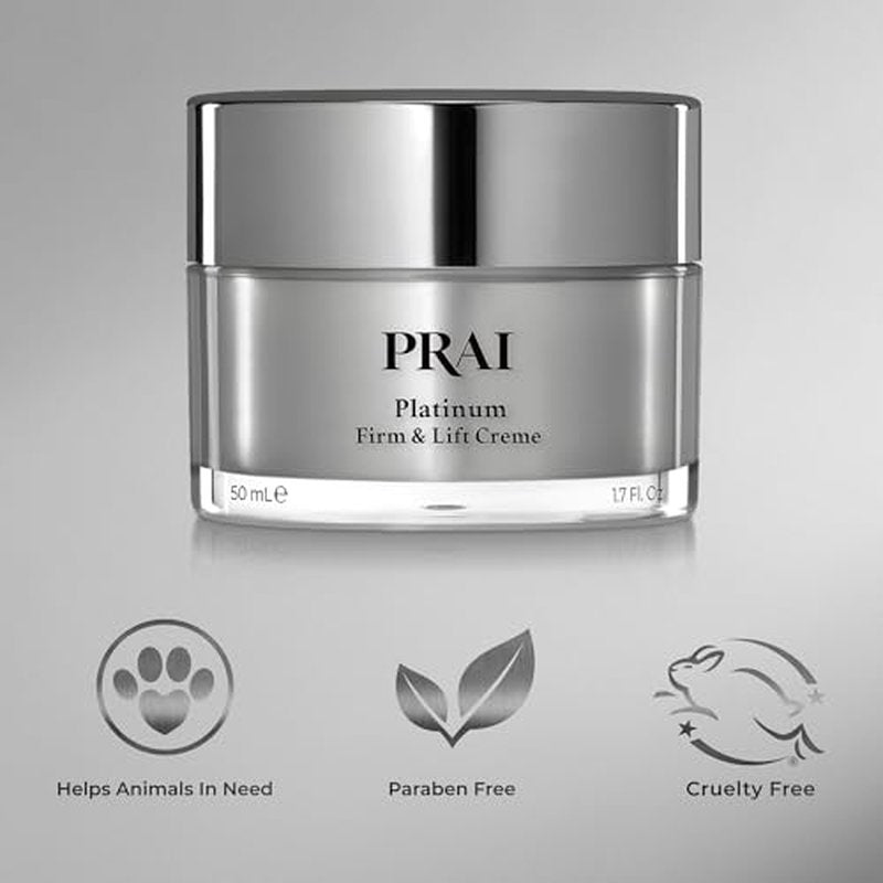 PRAI Beauty Platinum Firm and Lift Creme, Firming and Hydrating Face Moisturizer for Dry Skin and All Skin Types, Face Moisturizer for Skin Firming and Lifting, 1.7 Oz
