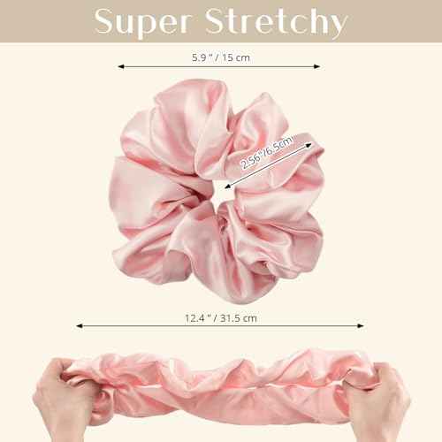 Lolalet Big Scrunchies for Women, 5.9 Inch Large Satin Scrunchies Jumbo Oversized Elastic Hair Ties Extra Large Giant Hair Bands -4 Pack, Style D