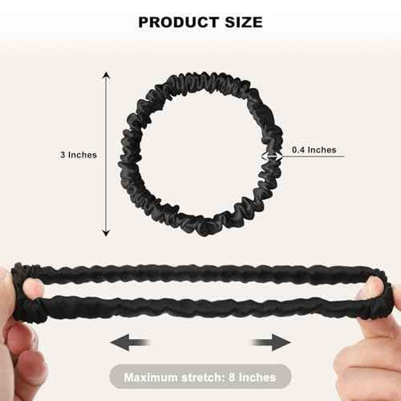 8Pcs Silk Scrunchies Hair Ties for Women & Girls, Mulberry Silk Scrunchies No-Damage Thin Satin Ponytail Holders for Hair Care