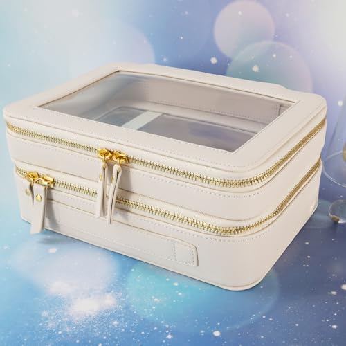SANHECUN Clear Travel Toiletry bag Toiletry Case Carry on Travel Accessories Bag Makeup Bag(White, SHC-TL-2)