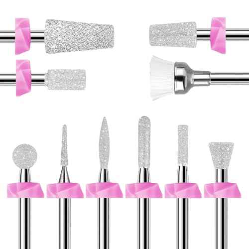 Makartt Nail Drill Bits:10Pcs Dimond Sanding Bit Sets for Nail Drill E-File,Upgraded Cuticle Cleaner Nail Bit Kit Tool Bits for Acrylic Nail Art Tools Nails Manicure Nail Prep,Nail Salon Home DIY Use