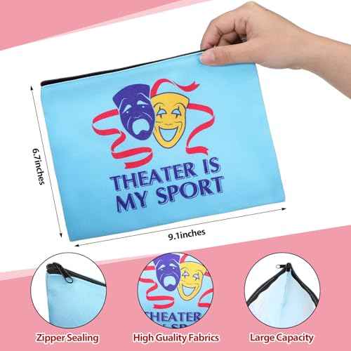Reginary 12 Pcs Theater Makeup Bags Bulk Theater Gifts for Women Musical Broadway Cosmetic Bags Zipper Pouch Drama Comedy Tragedy Mask Gifts for Theatre Lovers Actors and Students