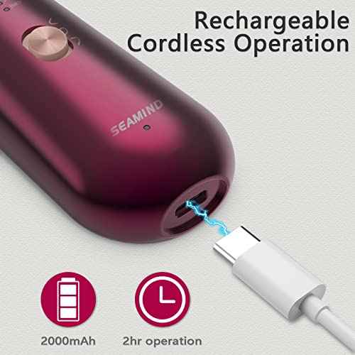 Professional Manicure Pedicure Set - Cordless Electric Foot Nail Care Trimmer Buffer Tools - 5 Speeds, Rechargeable, Thick Nails (Red)