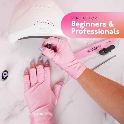 SUNUV LED Gloves for Gel Nails, UPF 50+ Anti UV Gloves for Gel Nail Lamp, Professional UV Gloves for Nail Techs