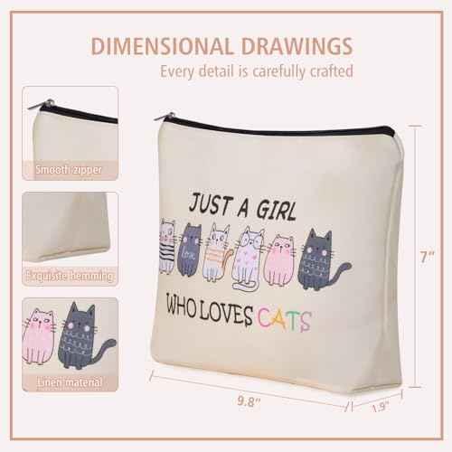 Cat Makeup Bag For Cat Lover Gift: Cute Cosmetic Bag Just A Girl Who Love Cats Themd For Daughters, Sisters, Friends,Teen Girl & Women.Ideal Gifts For Travel, Birthdays, Graduation & Christmas.