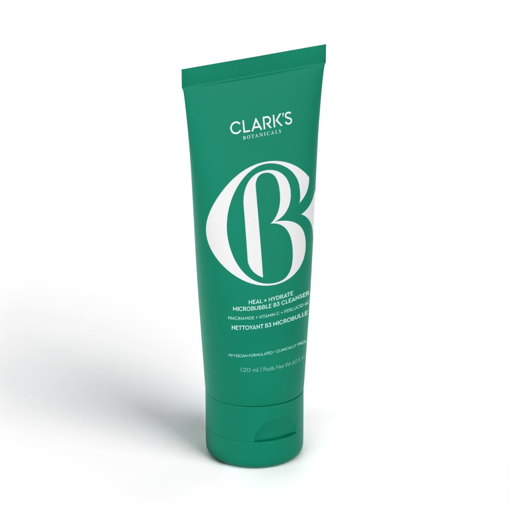 Clark's Botanicals Heal + Hydrate B3 Cleanser, Daily Deep Clean Niacinamide Face Wash with Vitamin C for Clarifying and Minimizing Pores, 4 Oz (Pack of 1)