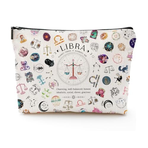 Libra Gifts for Women, Libra Zodiac Cosmetics Bag, Travel Makeup Bags, Libra Birthday Gifts for Women & Astrology Lovers