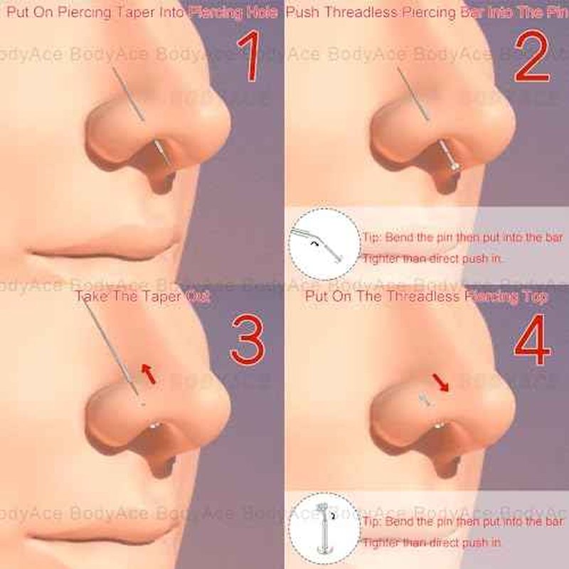 BodyAce 14G 16G 18G 20G Piercing Taper, Stainless Steel Threadless Insertion Pin Screw On Assistant Tool, Curved Body Piercing Stretching Kit for Ear/Nose/Navel/Lip/Eyebrow