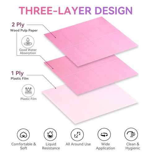 Makartt Disposable Nail Mats: 50Pcs Pink Fordable Nail Paper Towels for Table Acrylic Nail Practice Sheet 3 Ply Waterproof Nail Art Table Mats Clean Pads for Salon Manicure Tattoo