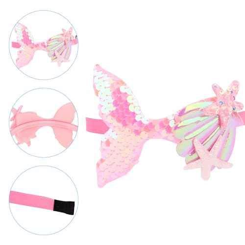 6Pcs Mermaid Headbands for Girls Fish Tail Hair Band for Women White Pink Blue Purple Light Pink Rainbow Multi-colored Headbands Seashell Ocean Theme Cute Headband