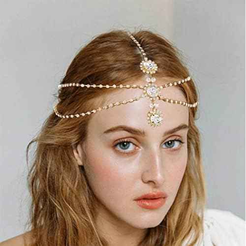 Layerd Head Chain Rhinestone Hair Chain Wedding Hair Accessories Fordhead Headband for Women and Girls