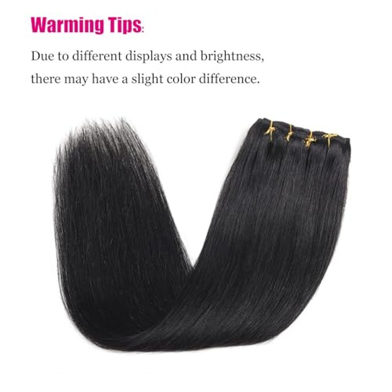 Clip in Hair Extensions Real Human Hair 18Inch 120g/set Straight Human Hair Clip in Extensions 7pcs Thick Remy Brazilian Human Hair Clip ins for Women Natural Black Color